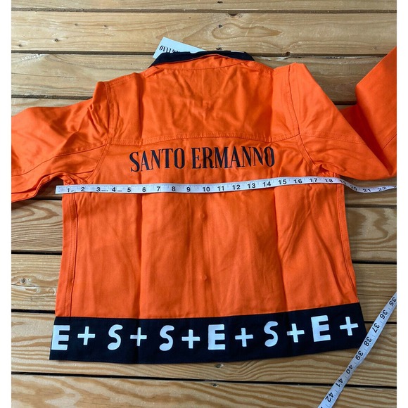 NWT Santo Ermanno Button Up Jacket Size Small Women’s Orange Logo Trim - Picture 6 of 7
